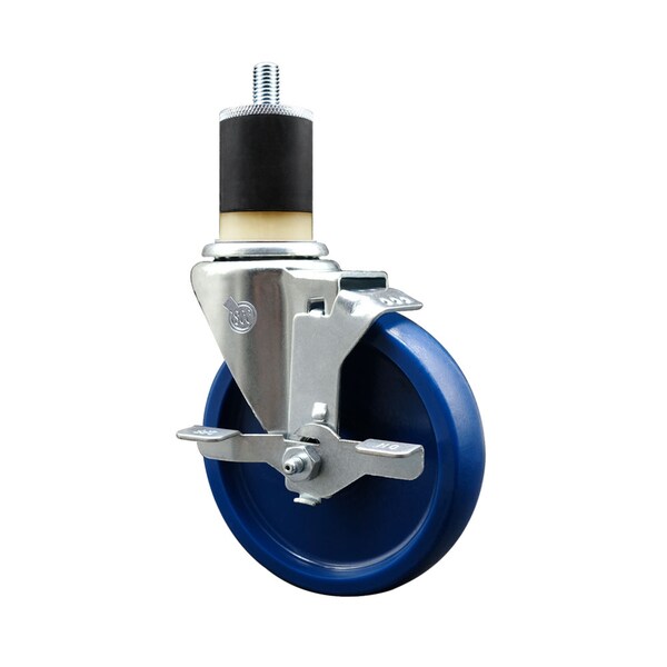 5'' SS Solid Poly Swivel 1-7/8'' Expanding Stem Caster with Brake